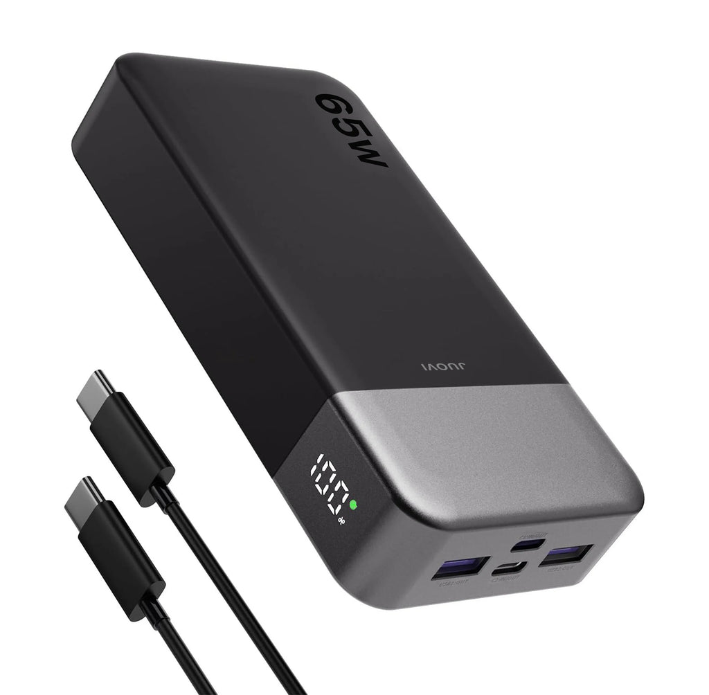 JUOVI Power Bank 65W 20000mAh Laptop Portable Charger, PD QC Fast Charging External Battery Pack for MacBook iPad Tablet iPhone
