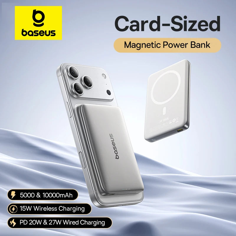 【CCC】Baseus 10000mAh Magnetic Power Bank PD 27W, 5000mAh Magnetic Power Bank PD 20W Card-Sized Powerbank For iPhone 17 Samsung